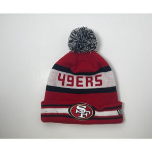 New Era NFL San Francisco 49ers Jake Striped Cuffed Knit Hat with Pom
